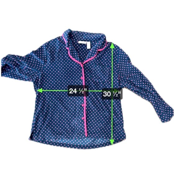 Bay Studio Womens Polka Dot Pajama Set L Polyester Navy Pink - Picture 10 of 11